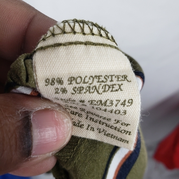 E M Green Blue Striped w/Tie Strap Sleeveless Shirt Sz S - Picture 8 of 8